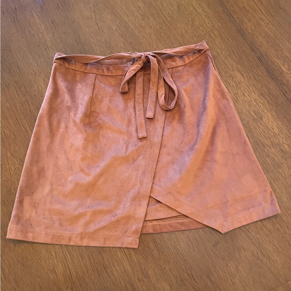 Medium faux suede cognac skirt